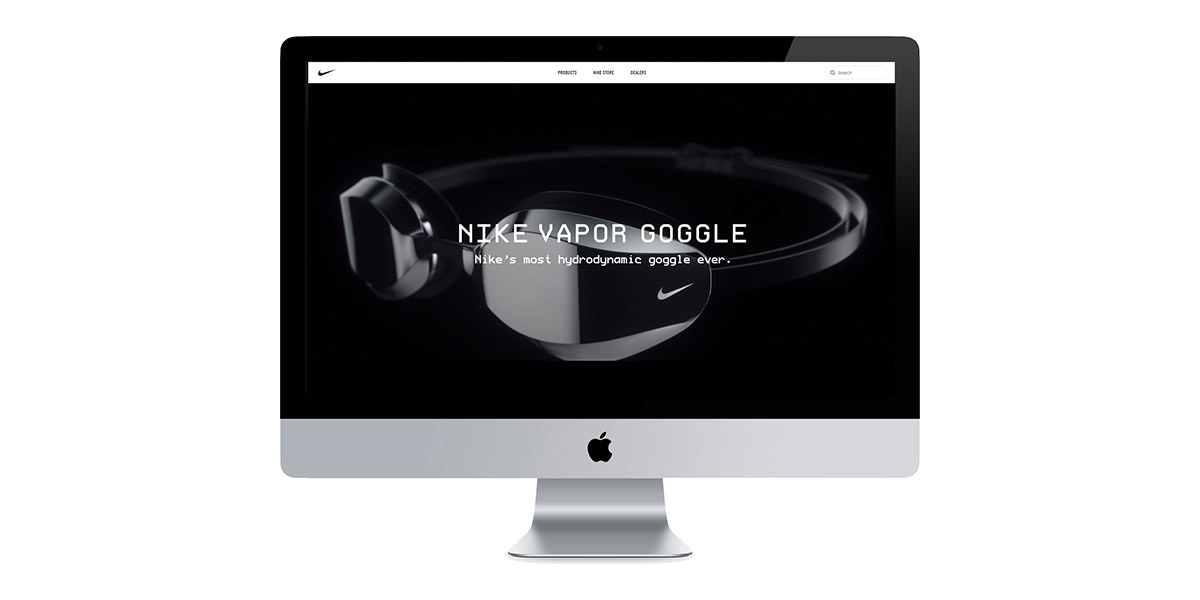 nike swim vapor goggle website design