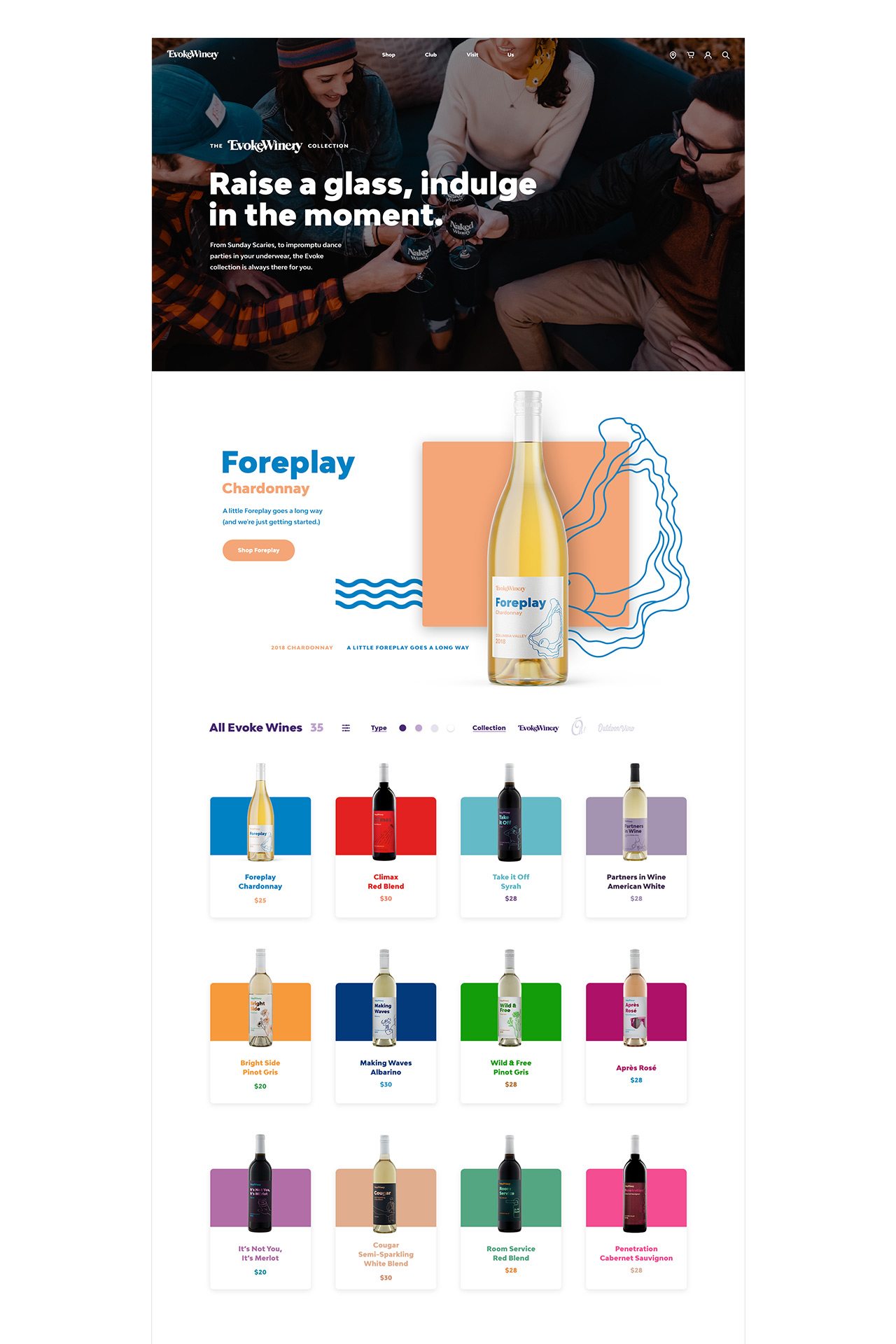 evoke winery website category design
